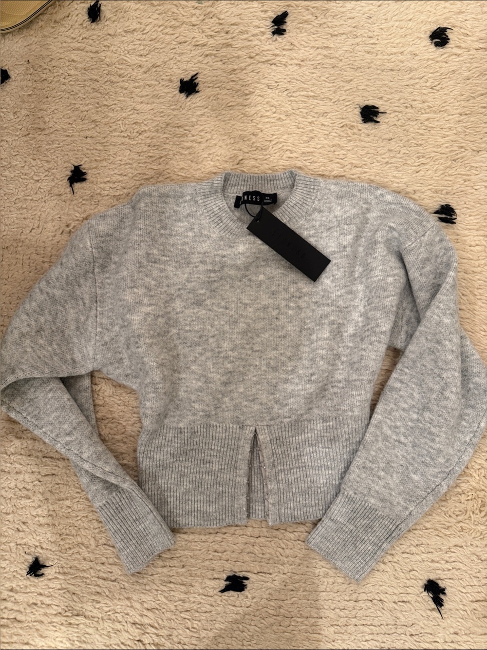 Lioness Heather Gray Crewneck Sweater, snap front